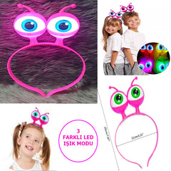 Nessiworld Led Light &amp; Battery Operated 3 Different Modes Light Up Alien Eye Party Crown Pink Color 18x12 cm