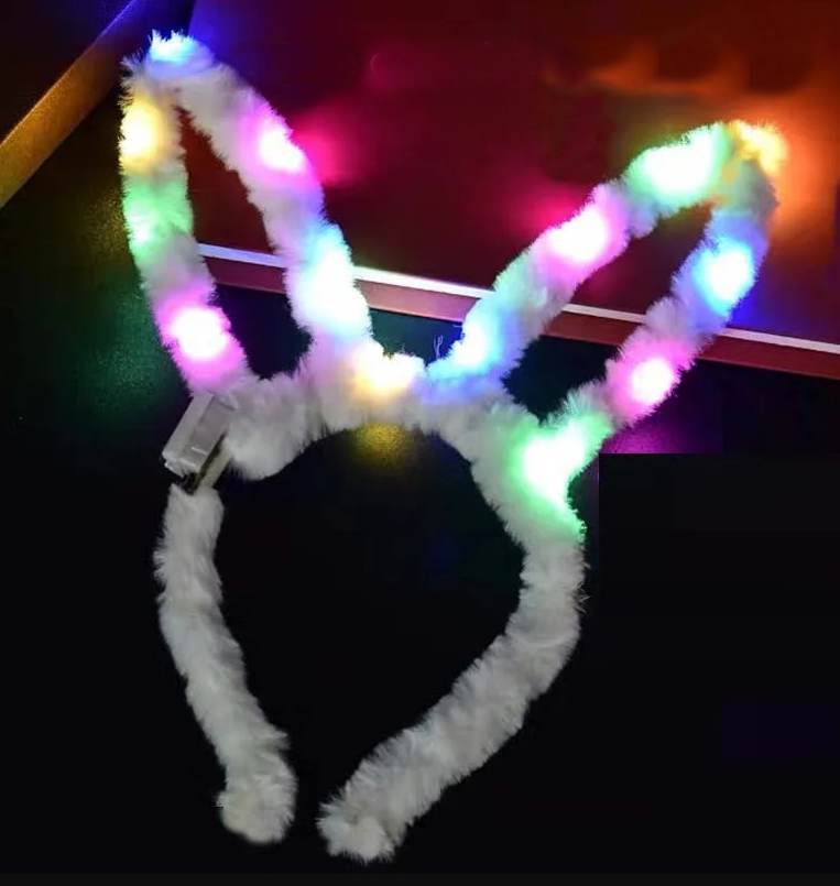 Nessiworld Led Light Plush Fluffy Rabbit Ears Rabbit Crown White 17X23 cm