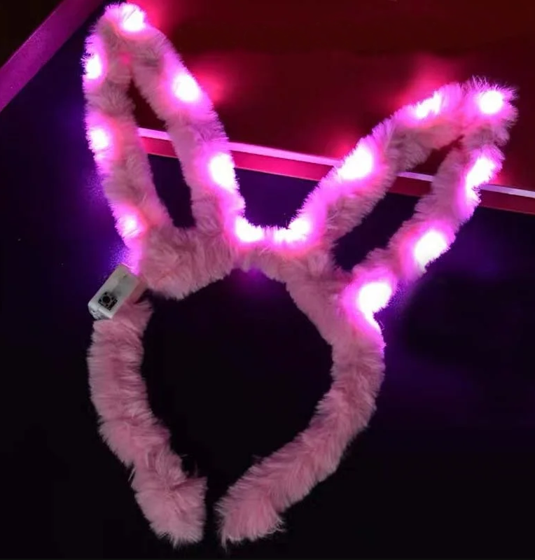 Nessiworld Led Light Plush Fluffy Rabbit Ears Rabbit Crown Pink 17X23 cm