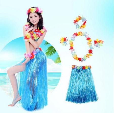 Nessiworld Luau Aloha Hawaii Partisi  Etek Taç ve Bileklik Seti Mavi