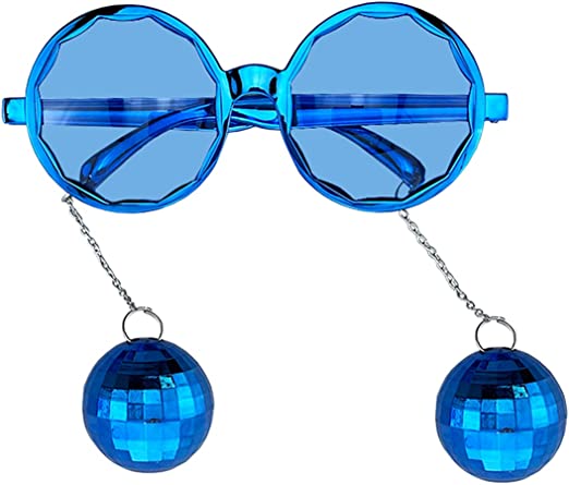 Nessiworld Blue Color Disco Ball Earring Shiny New Year Party Glasses
