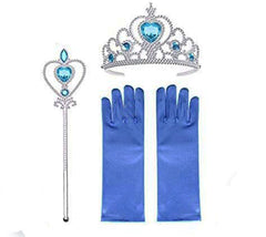 Nessiworld Blue Color Elsa Heart Crown + Elsa Wand + Glove Set Child Size