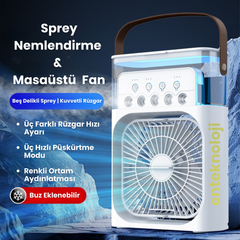 Meanyou 4’ü 1 Arada Taşınabilir Mini Klima Fanı – Nemlendirici, Gece Lambalı Sessiz Soğutucu USB Şarjlı, 3 Hız Ayarı, Kompakt Tasarım - MeanYou