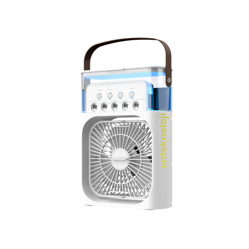 Meanyou 4’ü 1 Arada Taşınabilir Mini Klima Fanı – Nemlendirici, Gece Lambalı Sessiz Soğutucu USB Şarjlı, 3 Hız Ayarı, Kompakt Tasarım - MeanYou