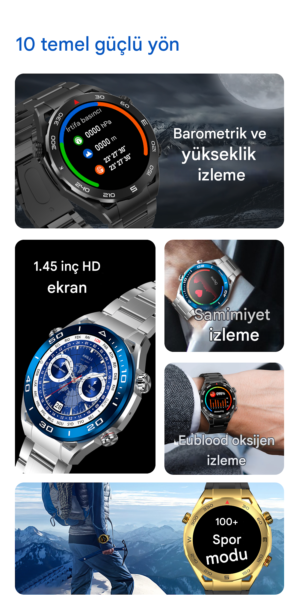 Meanyou Akıllı Saat SK4 1.62inch Dokunmatik Ekran Bluetooth Arama, Spor Modları, Sağlık Takibi - MeanYou