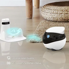 Meanyou Hareketli Ev Kamerası Ebo Güvenlik Kamerası Robotu 1080p Otomatik Şarj, Gece Görüşü, Evcil Hayvan/Yaşlı/Bebek İçin Kablosuz Kamera, Çift Yönlü Konuşma, Uygulama Kontrolü - MeanYou