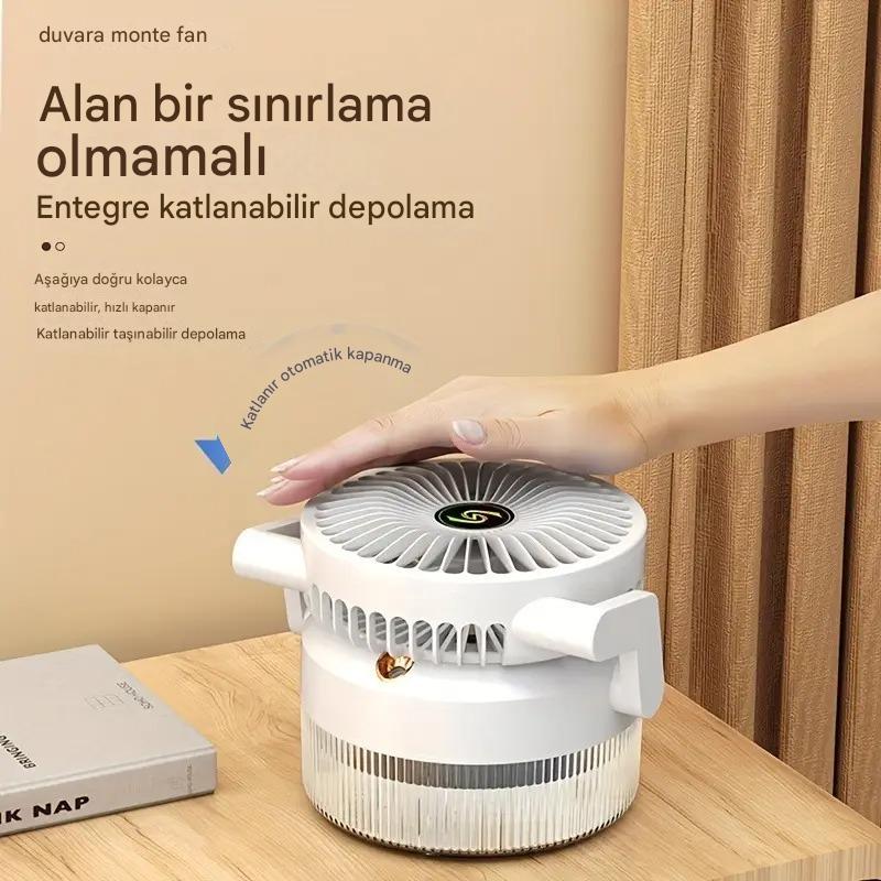Meanyou Katlanabilir USB Şarjlı Mini Soğutma Fanı Nemlendirici – 3 Kademeli Sessiz Masa Fanı | 1200mAh Lityum Pil ile Taşınabilir Klima Etkisi - MeanYou