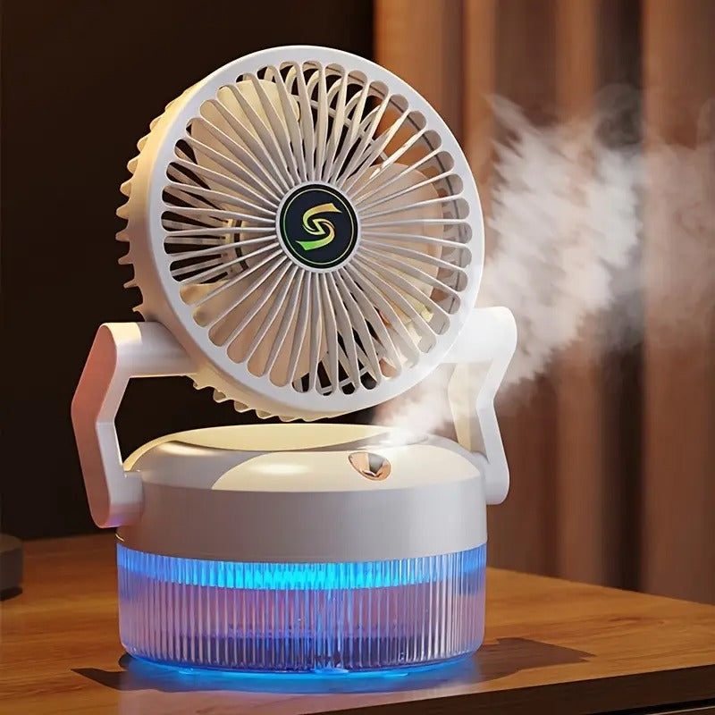 Meanyou Katlanabilir USB Şarjlı Mini Soğutma Fanı Nemlendirici – 3 Kademeli Sessiz Masa Fanı | 1200mAh Lityum Pil ile Taşınabilir Klima Etkisi - MeanYou