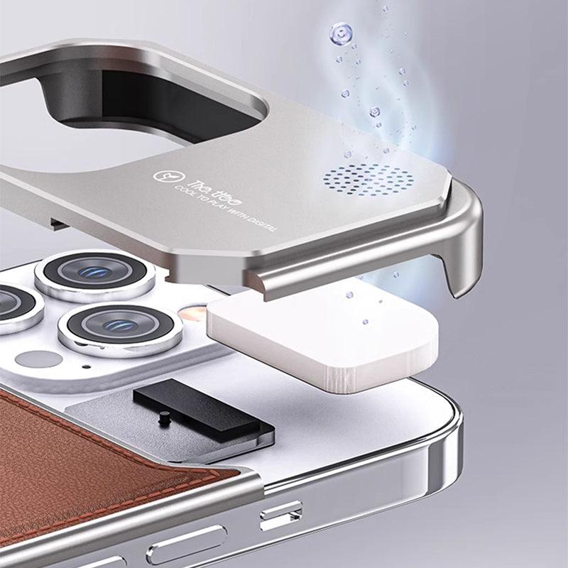 Meanyou Lüks Deri ve Alüminyum Aromaterapi Koruyucu MagSafe iPhone Kılıf - MeanYou