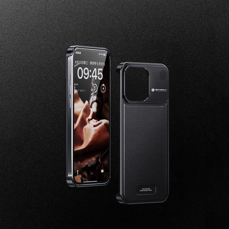 Meanyou Lüks Deri ve Alüminyum Aromaterapi Koruyucu MagSafe iPhone Kılıf - MeanYou