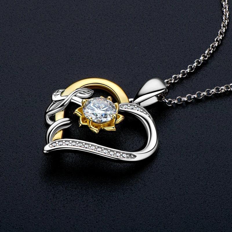 Meanyou Moissanite Çiçekli Kalp Kolye - MeanYou