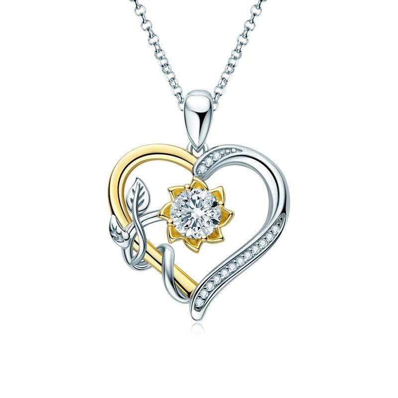 Meanyou Moissanite Çiçekli Kalp Kolye - MeanYou