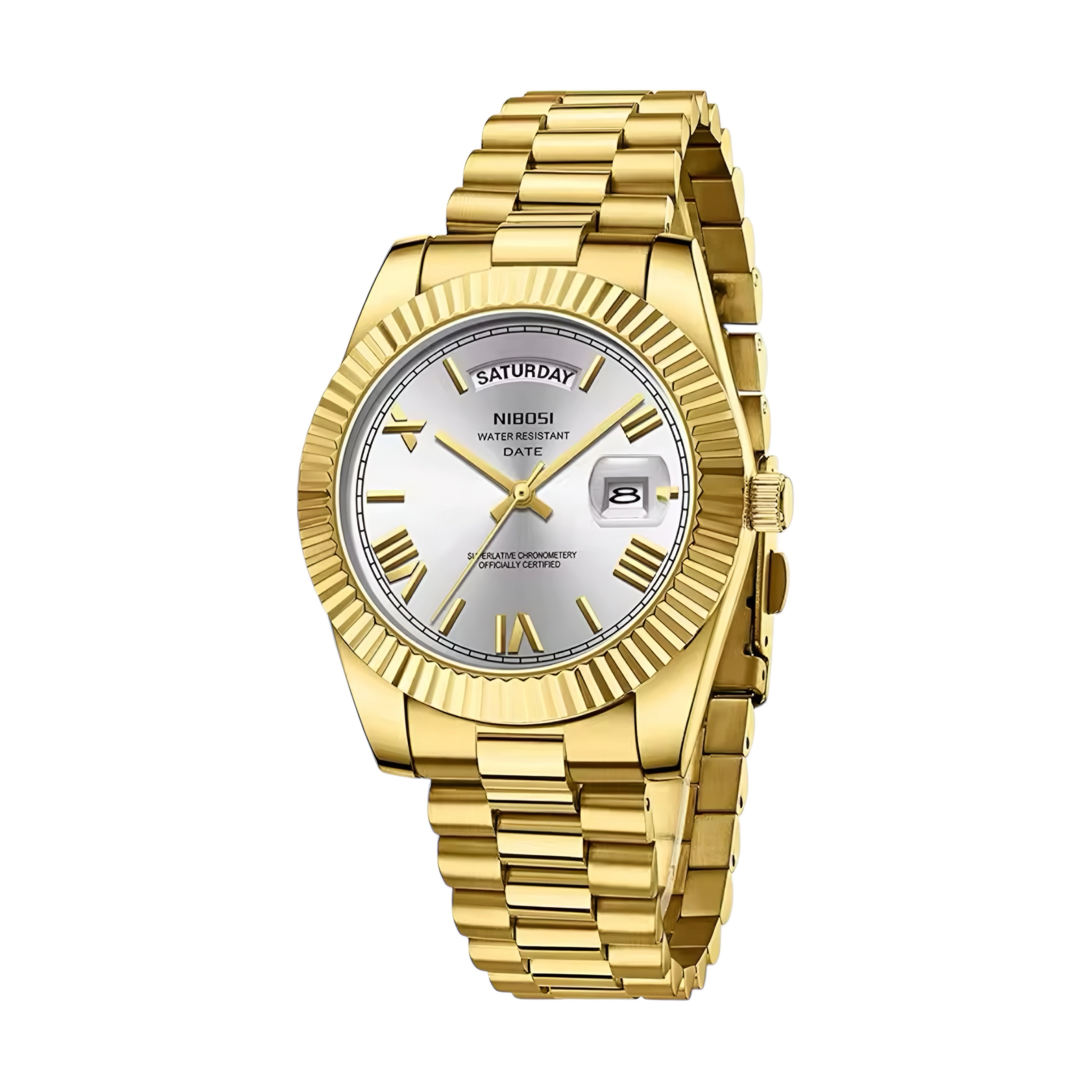 Meanyou Oro Day Date Gold Kol Saati - MeanYou