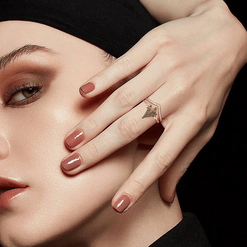 Meanyou Tasarımcı Moda Yüzük Doğal Taşlı 925 Gümüş - MeanYou