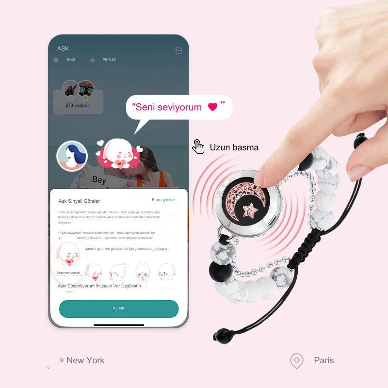 Meanyou Uzak Mesafe Titreşimli Çift Bileklik Boncuk Taş - MeanYou