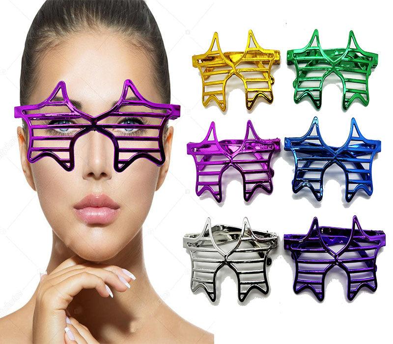 Lunettes de fête métallisées extra brillantes à motif d'étoiles, 6 couleurs, 6 pièces