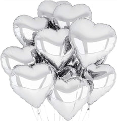 Nessiworld Metallized Shiny Silver Shaped Heart Flying Balloon Foil 45 cm 10 Pieces