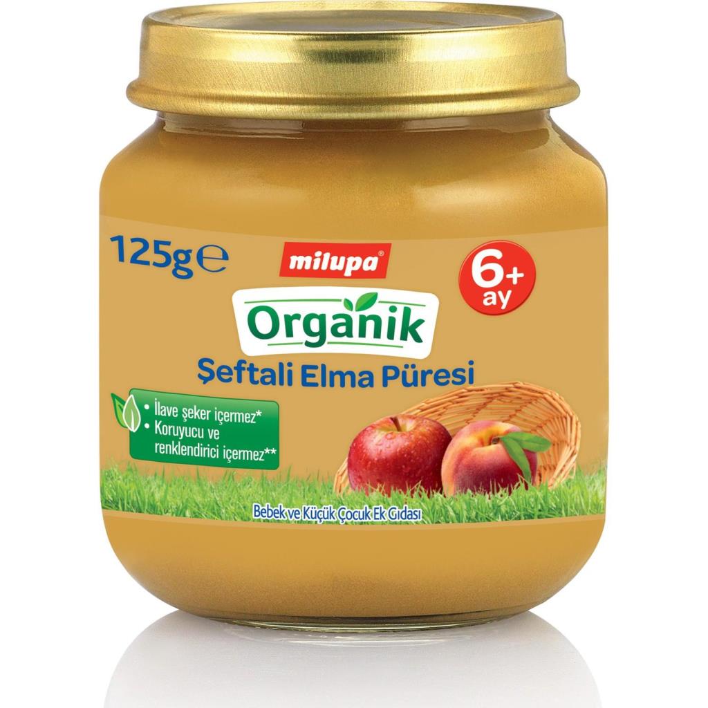 Nessiworld Milupa Organic Peach Apple Puree Jar Food 125 Gr