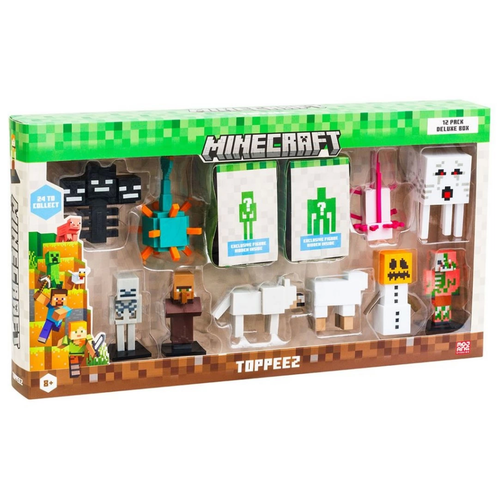 Figurine 3D Minecraft Nessiworld Toppeez, coffret de luxe de 12 pièces