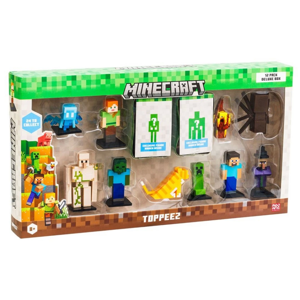Figurine 3D Minecraft Nessiworld Toppeez, coffret de luxe de 12 pièces
