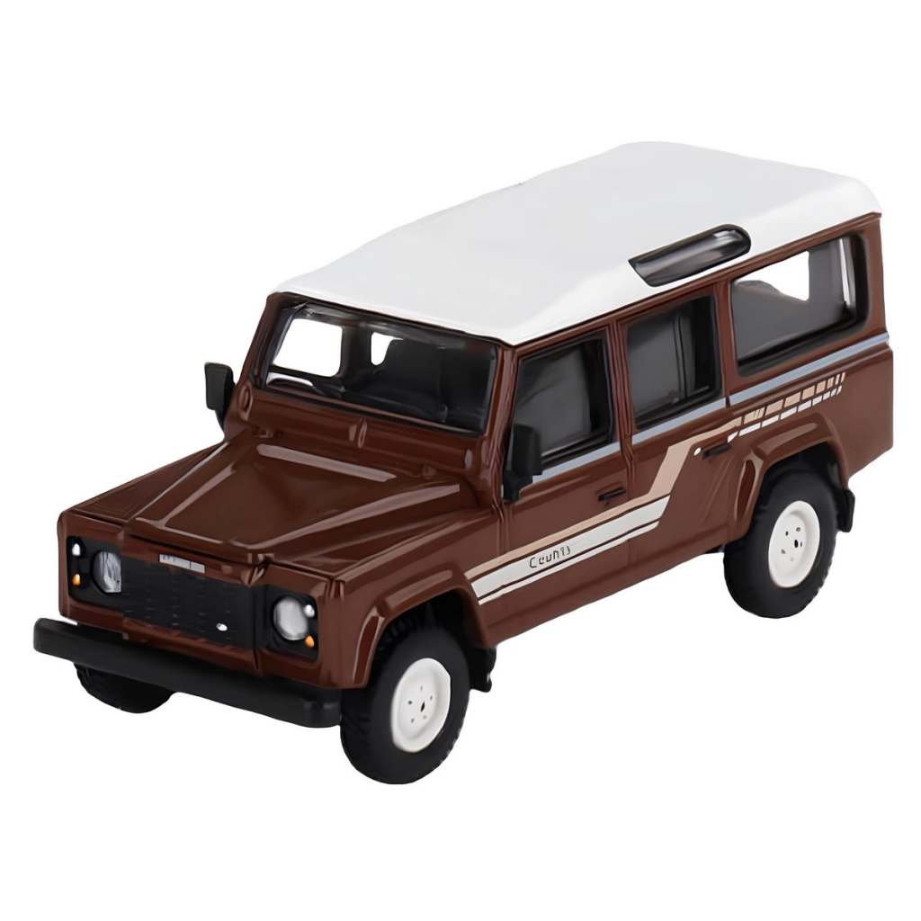 Nessiworld Mini GT 1/64 Land Rover Defender 110 1985 County Station Wagon Brun roux
