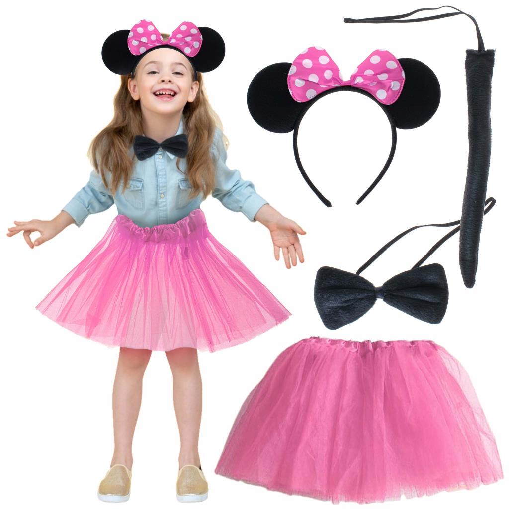 Nessiworld Minnie Kostüm Seti (Pembe Tütü Etek + Pembe Taç + Papyon + Kuyruk)