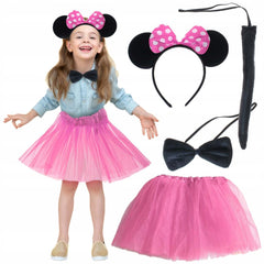 Nessiworld Minnie Kostüm Seti (Pembe Tütü Etek + Pembe Taç + Papyon + Kuyruk)