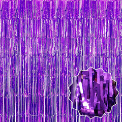 Nessiworld Purple Color Extra Metallized Shiny Fringed Background Curtain Imported A Quality 1x2 Meters