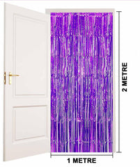 Nessiworld Purple Color Extra Metallized Shiny Fringed Background Curtain Imported A Quality 1x2 Meters