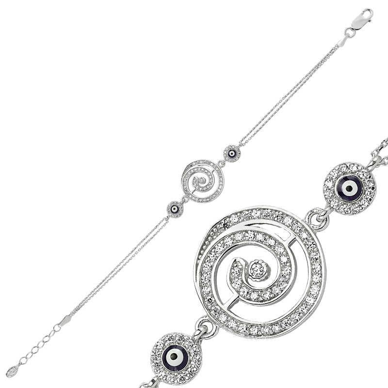 Bracelet rond en argent pour femme contre le mauvais œil