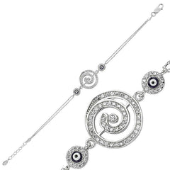 Bracelet rond en argent pour femme contre le mauvais œil