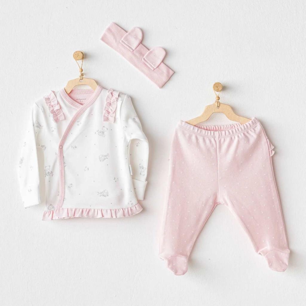 Nessiworld Andywawa AC25647 Cuddly Bunny Bear 3-Piece Bodysuit Set Pink