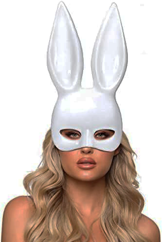 Nessiworld White Color Extra Luxury Long Eared Rabbit Mask 35x16 cm