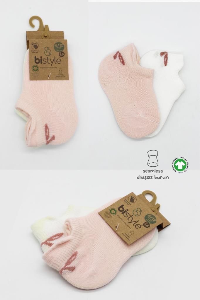 Baskets Nessiworld Bistyle 2 pièces, chaussettes Smile en coton peigné BS20106 Rose écru