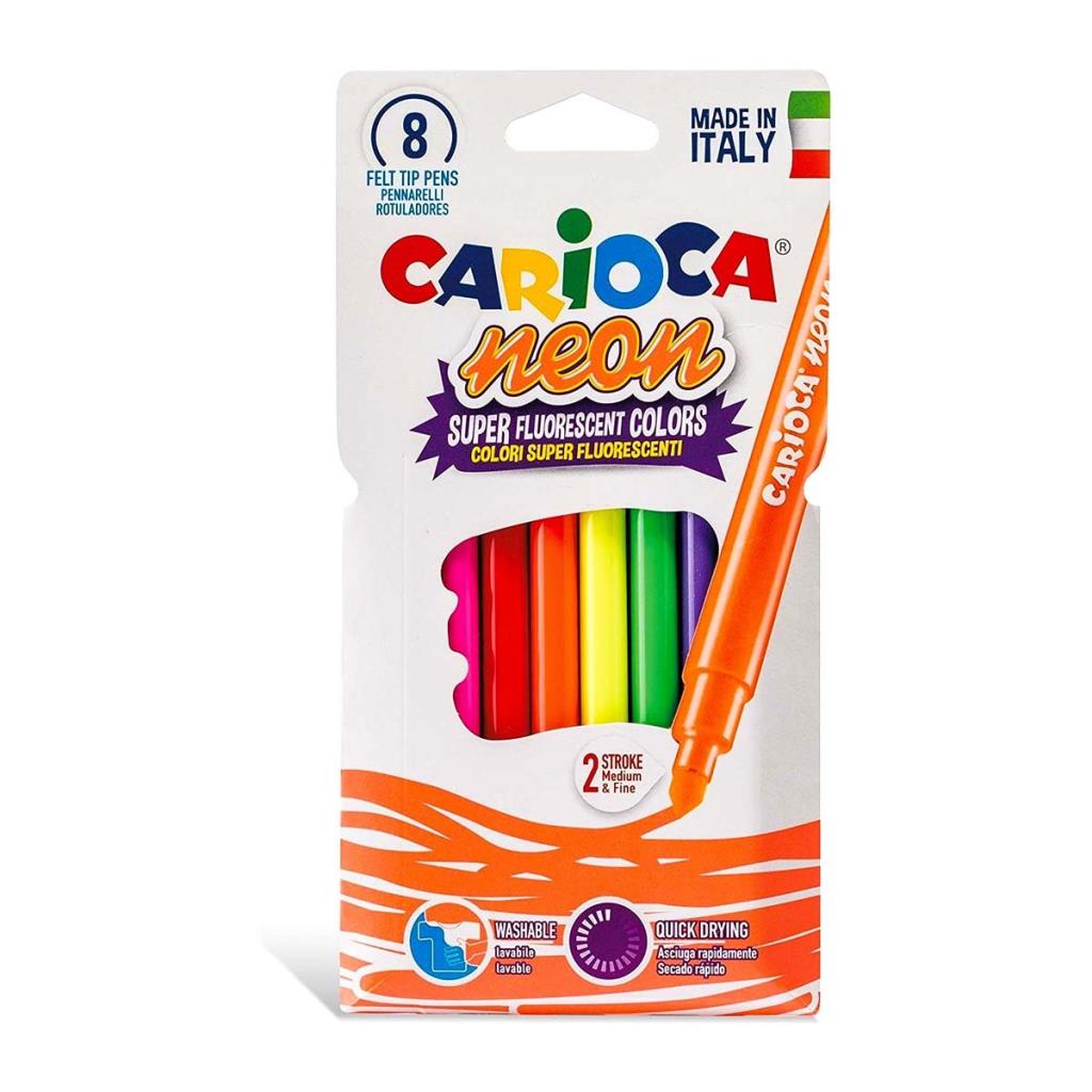 Lot de 8 feutres de couleur fluorescents lavables Carioca de Nessiworld