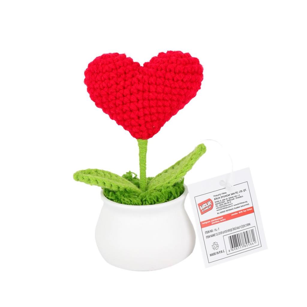 Nessiworld FL-7 Cœur au crochet dans un pot de fleurs, 12 pièces - Birliktoys