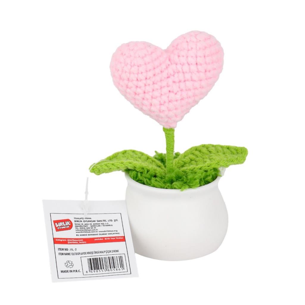Nessiworld FL-7 Cœur au crochet dans un pot de fleurs, 12 pièces - Birliktoys