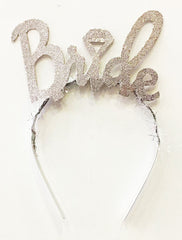 Nessiworld Silver Color Bachelorette Italic Text Bride Crown with Wedding Ring