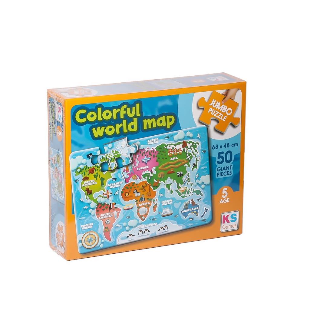 NessiWorld JP 31015 Colorful World Map Jumbo Puzzle 50 Pieces -Ks Puzzle