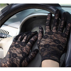 Nessiworld Black Color Wrist Length Lace Gloves Adult Size