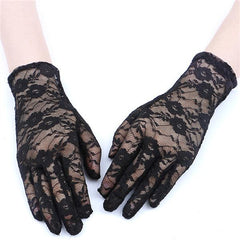Nessiworld Black Color Wrist Length Lace Gloves Adult Size