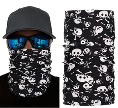 Nessiworld Black Color White Bone Skull Skeleton Printed Baf Buff Bandana 30x48 cm