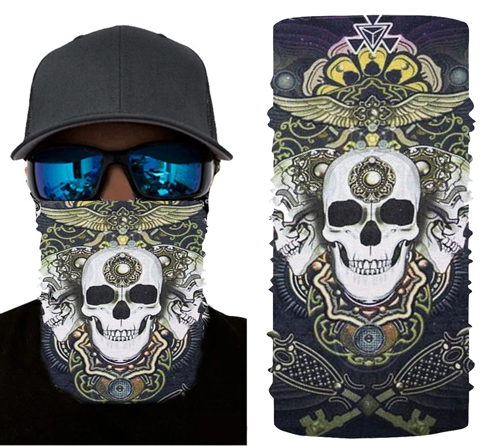 Nessiworld Black Color Lycra White Skull Printed Baf Buff Bandana 28x45 cm