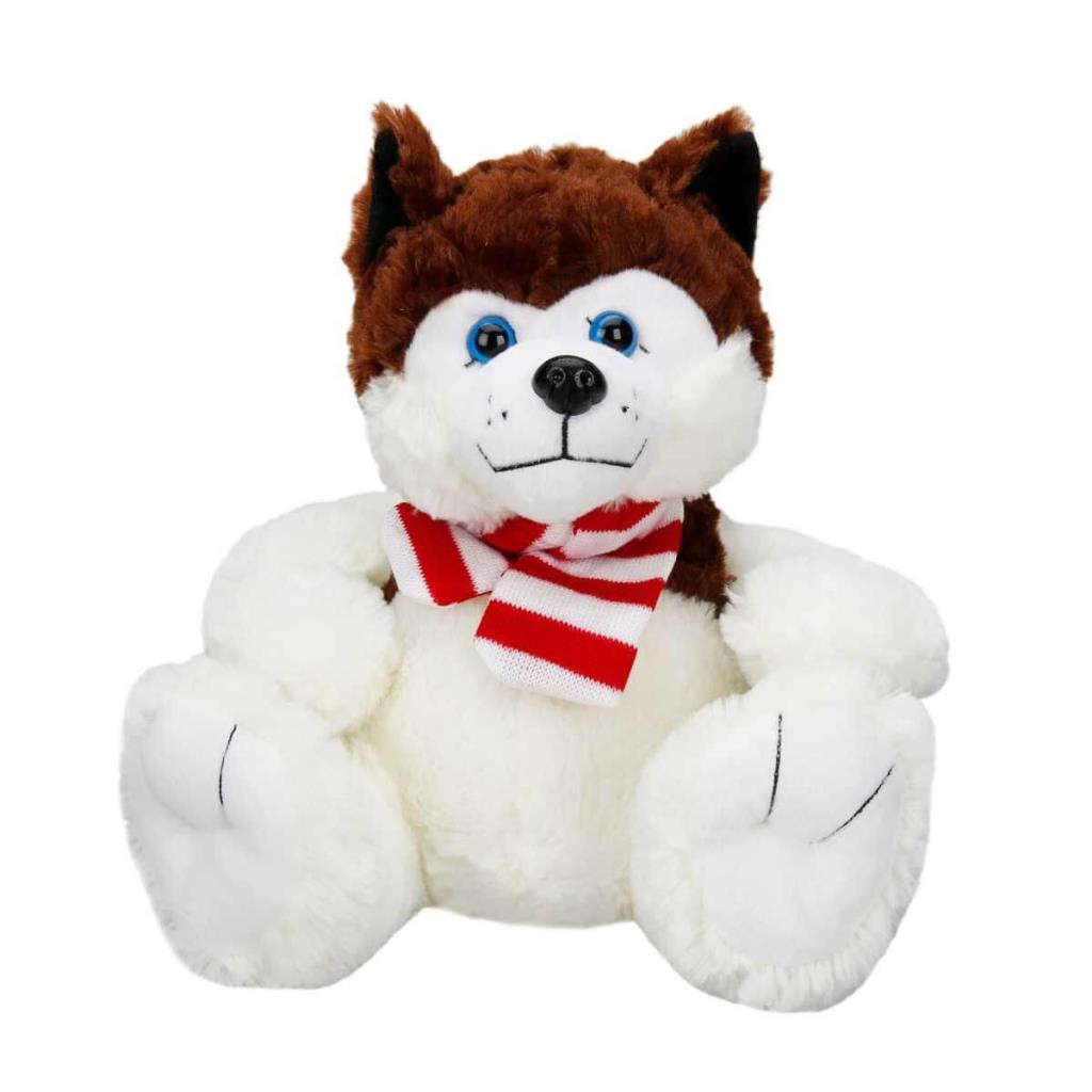 Nessiworld Sunman Sitting Husky Plush Dog with Scarf 30 cm