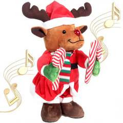 Nessiworld Christmas Dancing Battery Operated Plush Reindeer with Cane