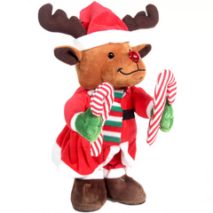 Nessiworld Christmas Dancing Battery Operated Plush Reindeer with Cane