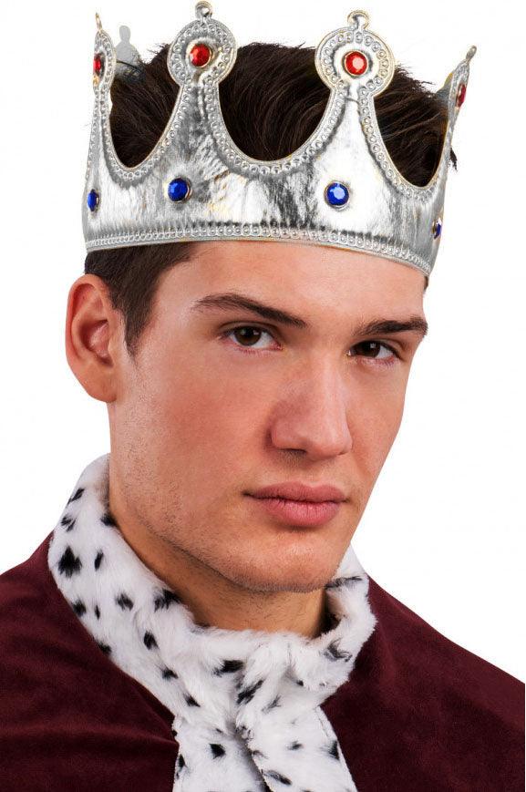 NessiWorld King Crown Silver Color Fabric Material Adult Size