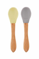 Nessiworld Bamboo Handle Silicone Feeding Spoon 2-Piece Mellow Yellow / Powder Grey