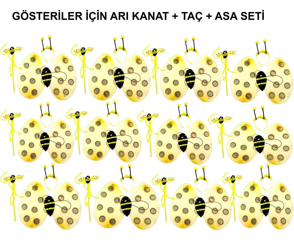 Nessiworld Okul Gösterileri için 12&amp;#39;li Arı Kanadı Seti - Etkinlik Kanatları