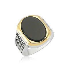 Silver Black Stone Men's Ring
